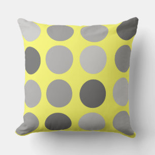 Gelbe und graue Polka Dots werfen Kissen