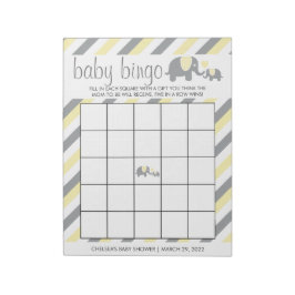 Gelbe und graue Streifen Elephant Baby Dusche - Bi Notizblock