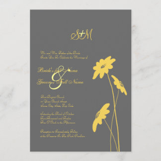 Gelbe und graue Wildblumen Hochzeitsreise 12x18 Einladung