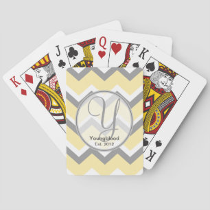 Gelbe und graue Zickzack Monogramm-Spielkarten Spielkarten