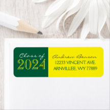 Gelbe und grüne Abschluss Rücksendeadressen-Aufkle