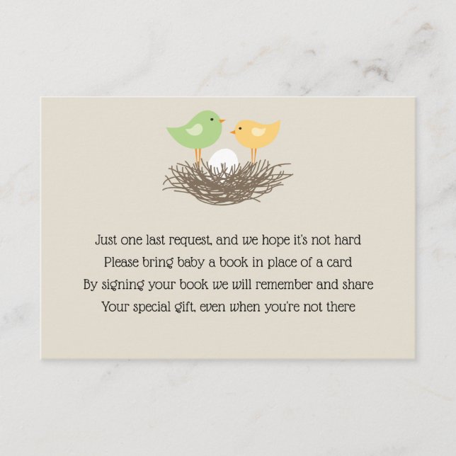 Gelbe und grüne Baby-Bird-Nest-Beilage Begleitkarte (Vorderseite)