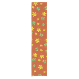 Gelbe und grüne Blätter im Herbst Kurzer Tischläufer