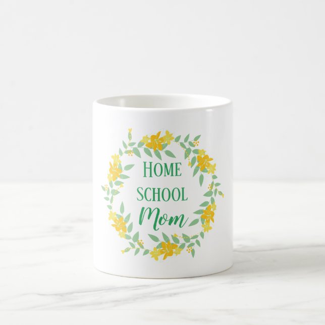Gelbe und grüne blorfarbene Zuhause Mama Kraut Kaffeetasse (Mittel)
