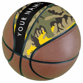Gelbe und grüne Camouflage Ihr Name personalisiere Basketball