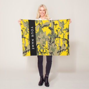 Gelbe und grüne Camouflage Ihr Name personalisiere Fleecedecke