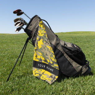 Gelbe und grüne Camouflage Ihr Name personalisiere Golfhandtuch