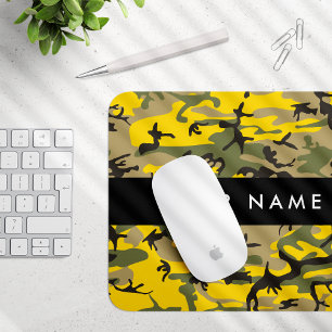 Gelbe und grüne Camouflage Ihr Name personalisiere Mousepad