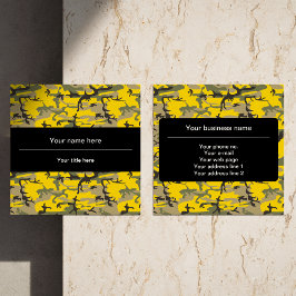 Gelbe und grüne Camouflage, Militär, Armee Quadratische Visitenkarte
