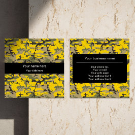 Gelbe und grüne Camouflage, Militär, Armee Quadratische Visitenkarte