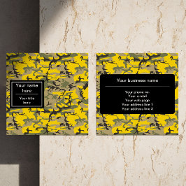 Gelbe und grüne Camouflage, Militär, Armee Quadratische Visitenkarte