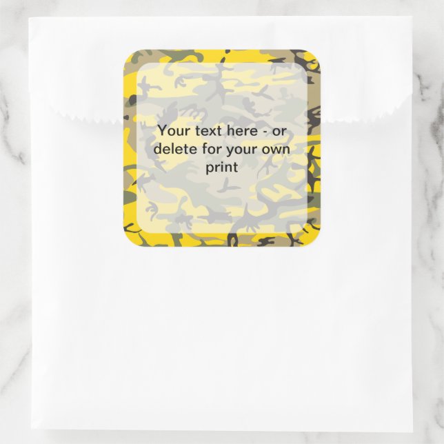 Gelbe und grüne Camouflage, Militär, Armee Quadratischer Aufkleber (Tasche)