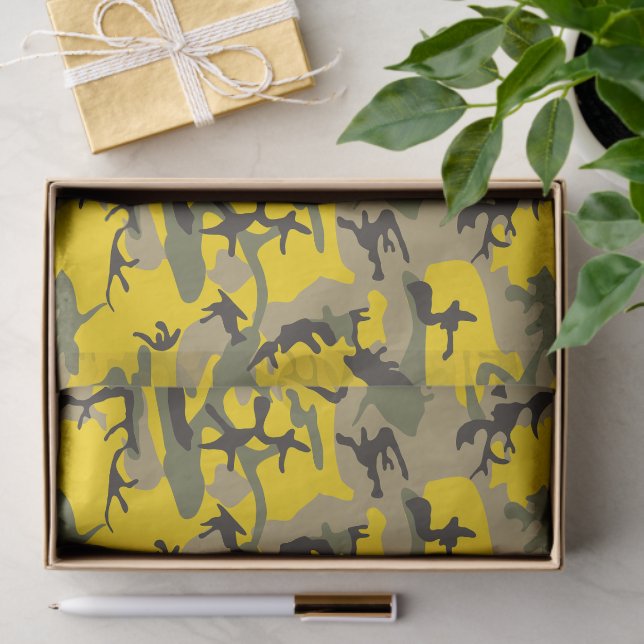Gelbe und grüne Camouflage, Militär, Armee Seidenpapier (Geschenk)