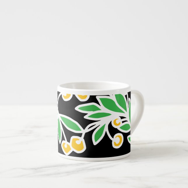 Gelbe und grüne Doodle Espressotasse (Vorderseite Rechts)