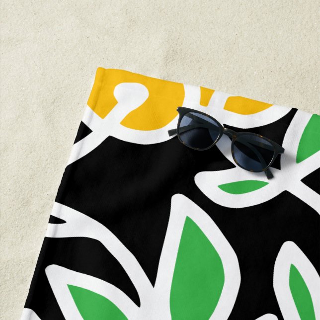 Gelbe und grüne Doodle Strandtuch (Beispiel)