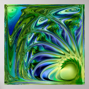 Gelbe und grüne marine Spirale Poster