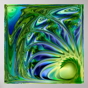 Gelbe und grüne Meeresspirale Poster