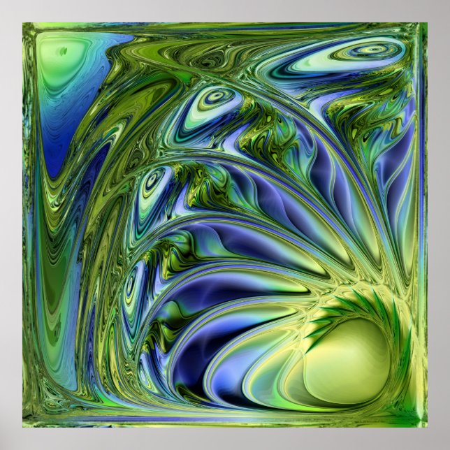 Gelbe und grüne Meeresspirale Poster (Vorne)