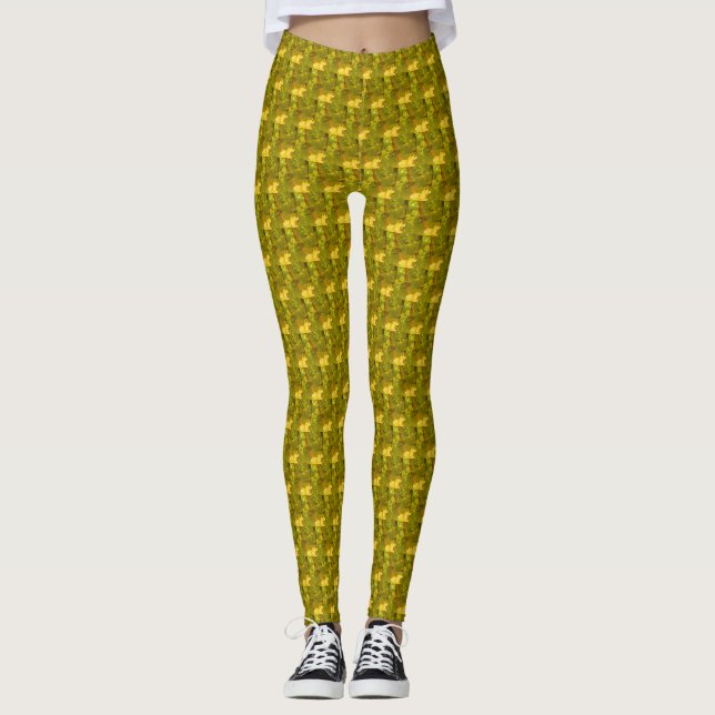 Gelbe und grüne Muster Leggings (Vorderseite)