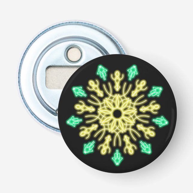 Gelbe und grüne neonale Blume Flaschenöffner (Vorderseite)