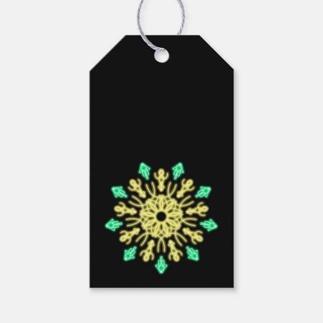 Gelbe und grüne neonale Blume Geschenkanhänger (Vorderseite)