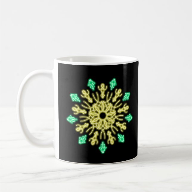 Gelbe und grüne neonale Blume Kaffeetasse (Links)