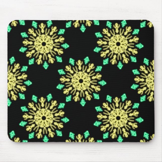 Gelbe und grüne neonale Blume Mousepad (Vorne)