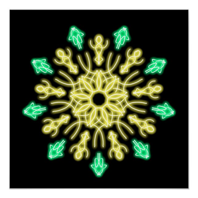Gelbe und grüne neonale Blume Poster (Vorderseite)