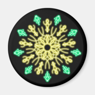Gelbe und grüne NeonBlume Magnet