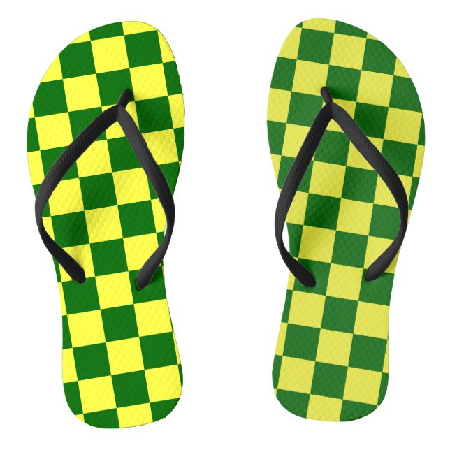 Gelbe und grüne Quadrate Flip Flops (Fußbett)