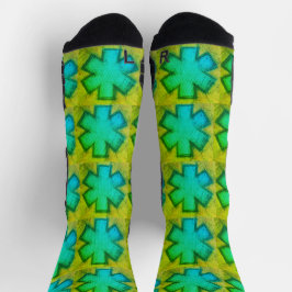 Gelbe und grüne "Star of Life"-Socken Socken