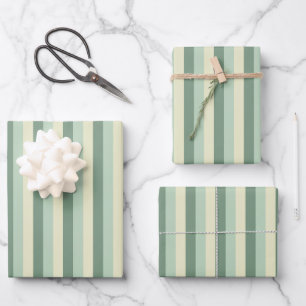 Gelbe und grüne Streifen Geschenkpapier Set