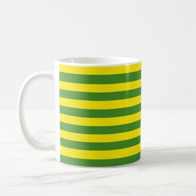 Gelbe und grüne Streifen Kaffeetasse (Links)