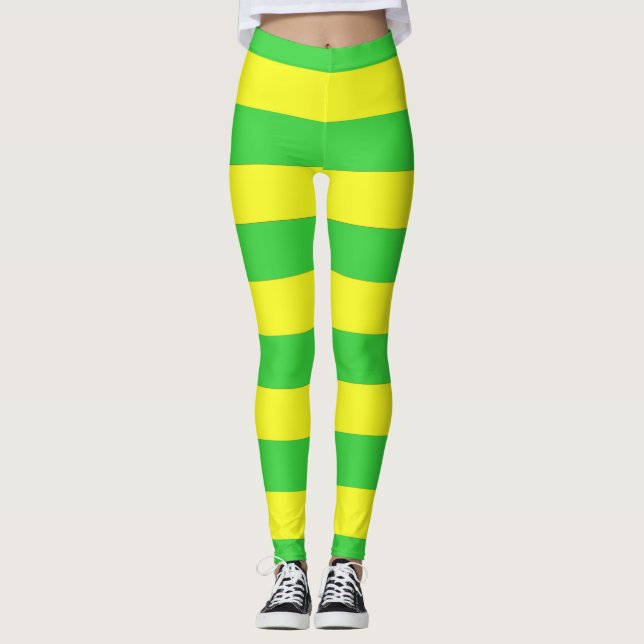 Gelbe und grüne Streifen Leggings (Vorderseite)
