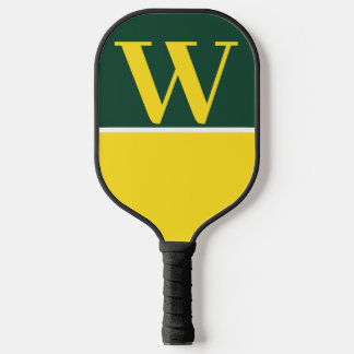 Gelbe und grüne Uni Monogram Pickleball Paddel Schläger