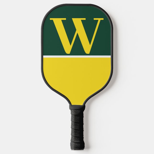 Gelbe und grüne Uni Monogram Pickleball Paddel Schläger (Vorderseite)