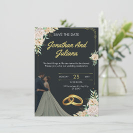 Gelbe und grüne Vintage-Hochzeitseinladung Einladung