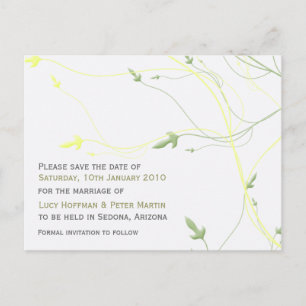 Gelbe und grüne Weinreben - Speichern Sie die Datu Ankündigungspostkarte