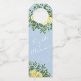 Gelbe und hellblaue Rose Vintage Frühjahrssonne Flaschenanhänger