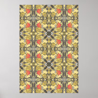 Gelbe und korallenfarbene Tulips Art Nouveau Desig