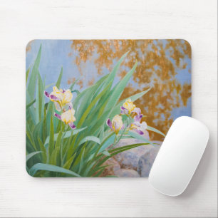 Gelbe und Lila Irische mit goldenem Licht Mousepad