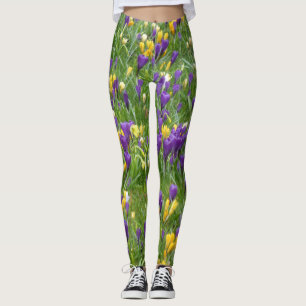 Gelbe und lila Krokusse Leggings