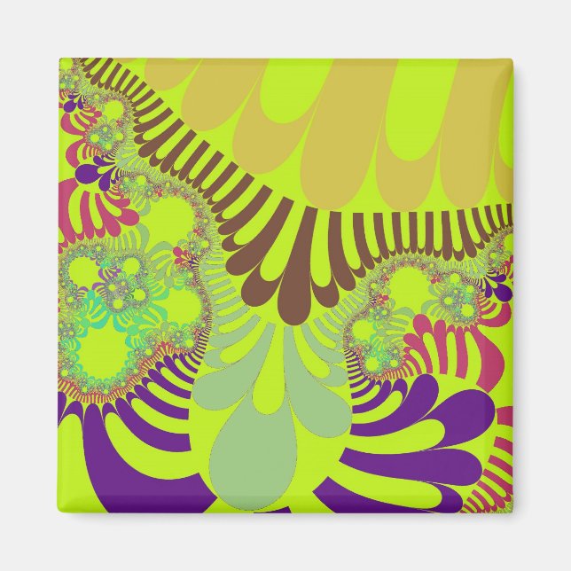 Gelbe und Lila Mod Magnet (Vorne)