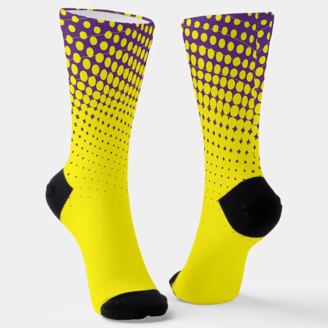 Gelbe und Lila Muster-Socken Socken (Gewinkelt)