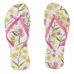 Gelbe und lila Rose Flip Flops