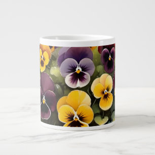Gelbe und lila Stiefmütterchen Aquarellmalerei Jumbo-Tasse