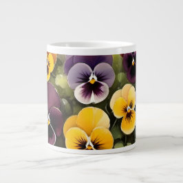 Gelbe und lila Stiefmütterchen Aquarellmalerei Jumbo-Tasse