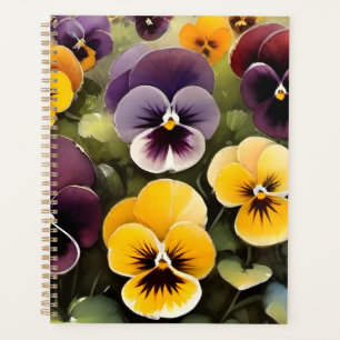 Gelbe und lila Stiefmütterchen Aquarellmalerei Planer