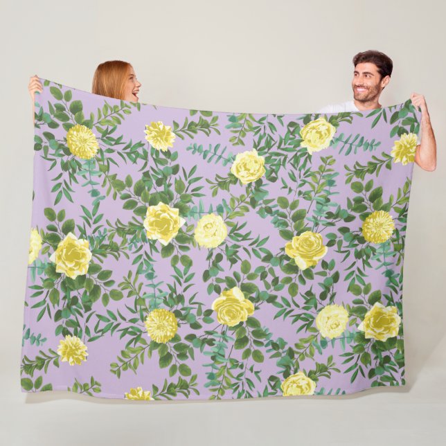 Gelbe und Lila Vintage Hochzeit Fleecedecke (Beispiel)
