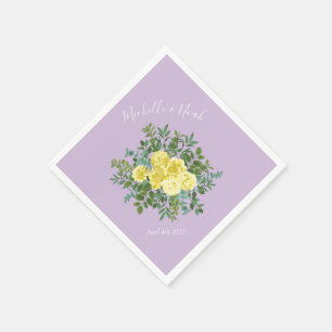 Gelbe und Lila Vintage Hochzeit Serviette